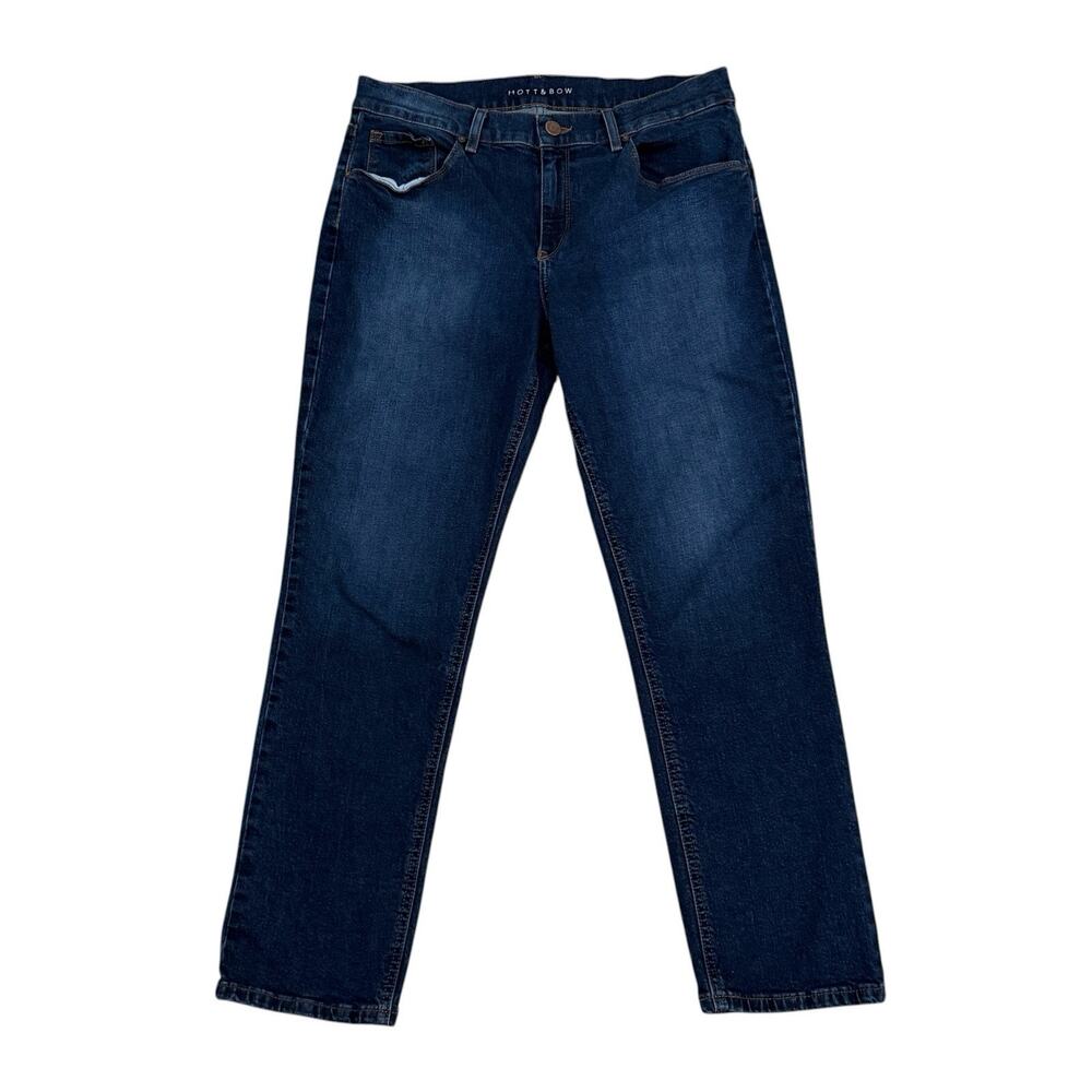 Mott & Bow Boyfriend Jeans Womens 31 Blue Denim Mid Rise Dark Wash Casual 31x28